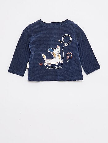 Conjunto de pijama largo camiseta + pantalón con pies de tejido polar - 2 piezas