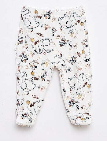 Conjunto de pijama largo camiseta + pantalón con pies de tejido polar - 2 piezas