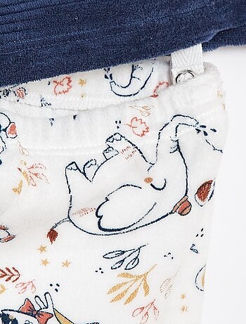 Conjunto de pijama largo camiseta + pantalón con pies de tejido polar - 2 piezas