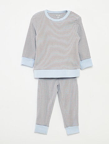 Conjunto de pijama largo camiseta + pantalón de rayas - 2 piezas