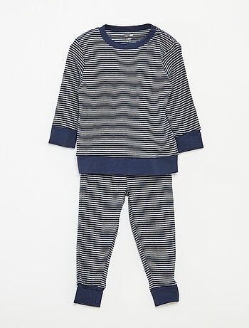 Conjunto de pijama largo camiseta + pantalón de rayas - 2 piezas