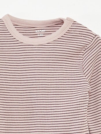 Conjunto de pijama largo camiseta + pantalón de rayas - 2 piezas
