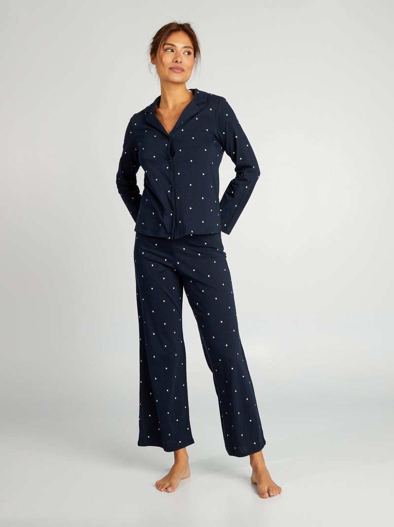 Conjunto de pijama largo con coletero - 3 piezas AZUL - Kiabi