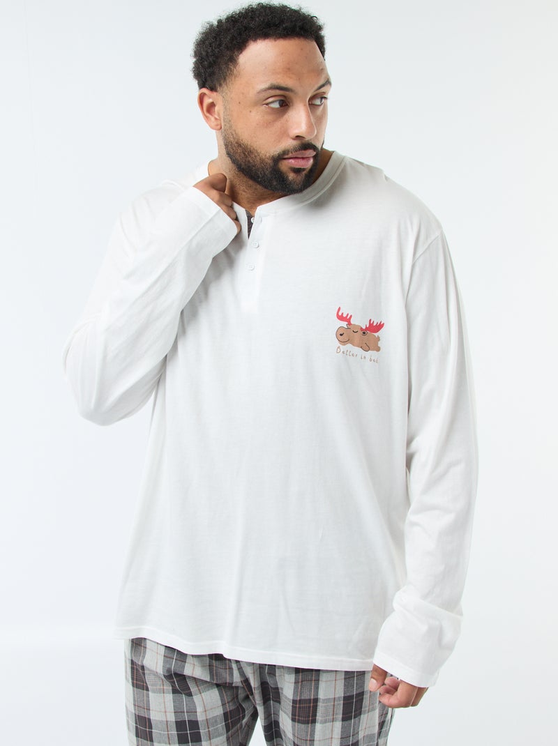Conjunto de pijama largo con espíritu navideño - 2 piezas Blanco - Kiabi