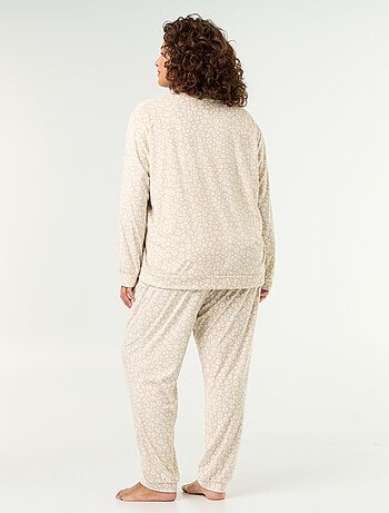 Conjunto de pijama largo de 2 piezas estampado de forro polar