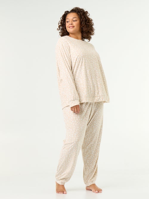 Conjunto de pijama largo de 2 piezas estampado de forro polar - Kiabi