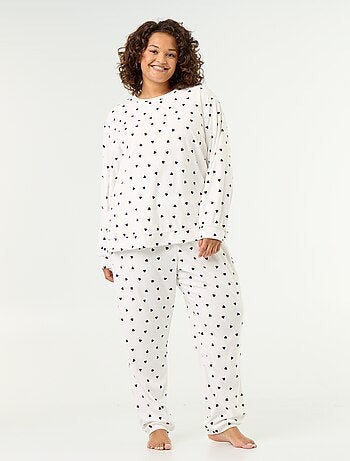 Conjunto de pijama largo de 2 piezas estampado de forro polar