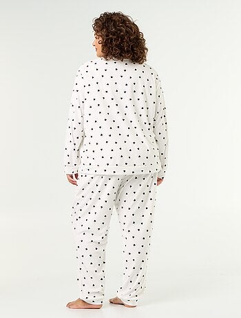Conjunto de pijama largo de 2 piezas estampado de forro polar
