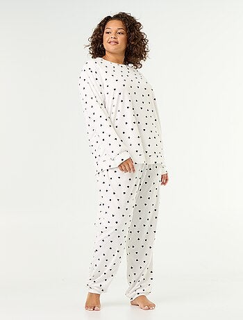 Conjunto de pijama largo de 2 piezas estampado de forro polar
