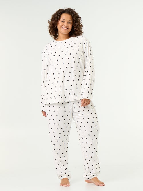 Conjunto de pijama largo de 2 piezas estampado de forro polar - Kiabi Conjunto de pijama largo de 2 piezas estampado de forro polar - Kiabi