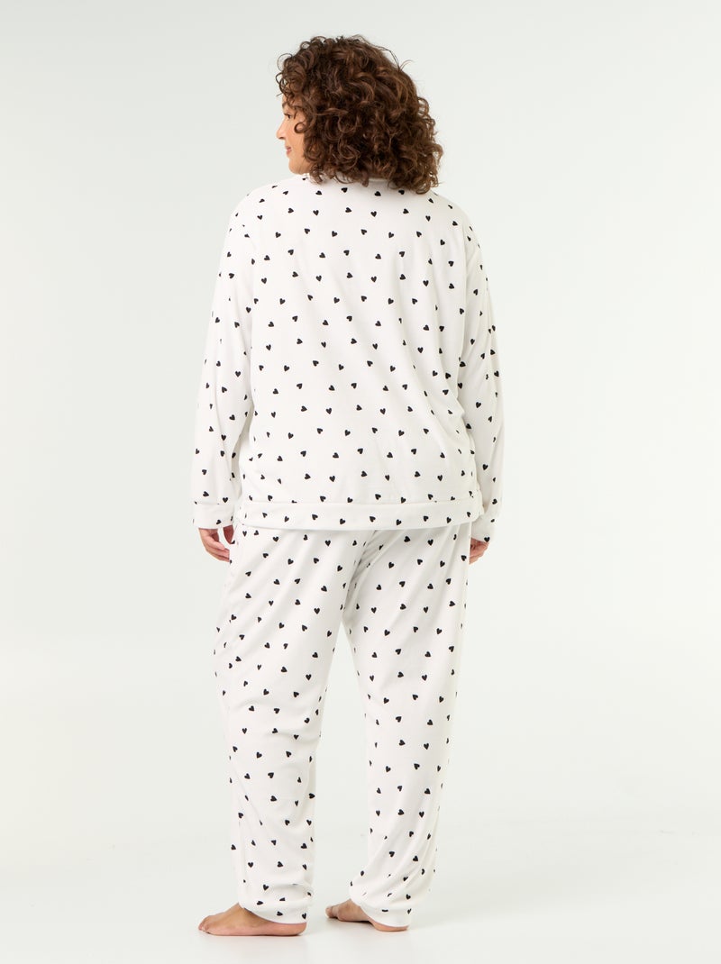 Conjunto de pijama largo de 2 piezas estampado de forro polar Blanco - Kiabi