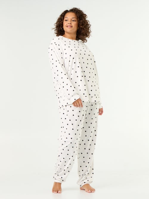Conjunto de pijama largo de 2 piezas estampado de forro polar - Kiabi Conjunto de pijama largo de 2 piezas estampado de forro polar - Kiabi