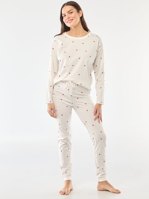 Conjunto de pijama largo de algodón - 2 piezas - Kiabi