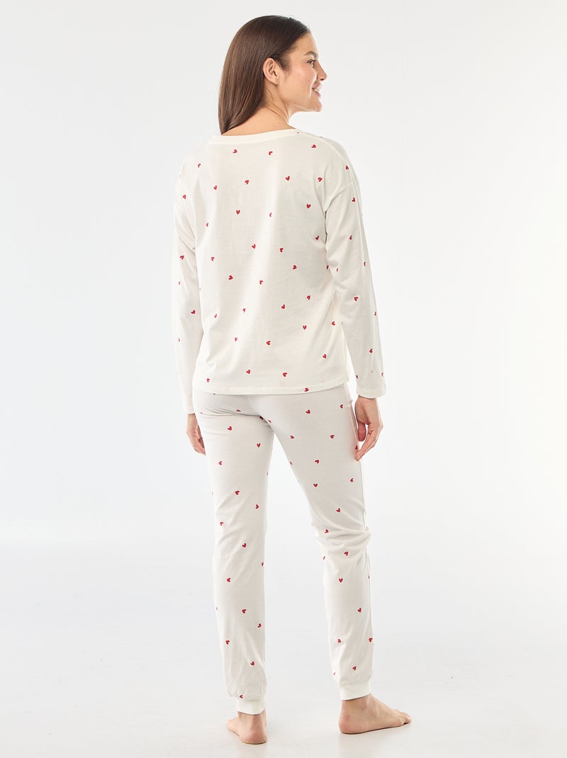 Conjunto de pijama largo de algodón - 2 piezas Blanco - Kiabi