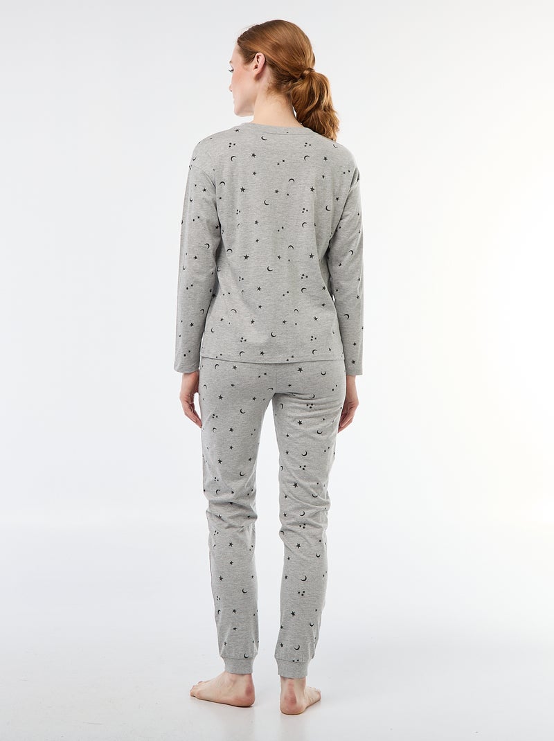 Conjunto de pijama largo de algodón - 2 piezas Gris - Kiabi