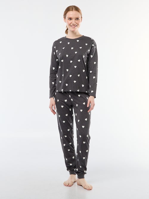 Conjunto de pijama largo de algodón - 2 piezas - Kiabi