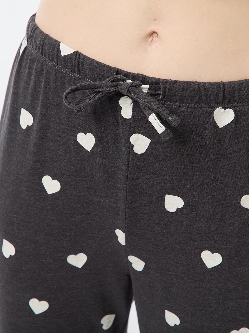 Conjunto de pijama largo de algodón - 2 piezas Gris - Kiabi