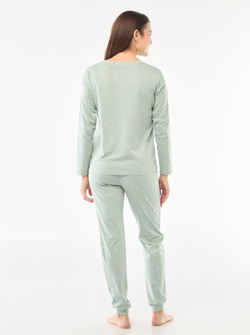 Conjunto de pijama largo de algodón - 2 piezas Verde - Kiabi