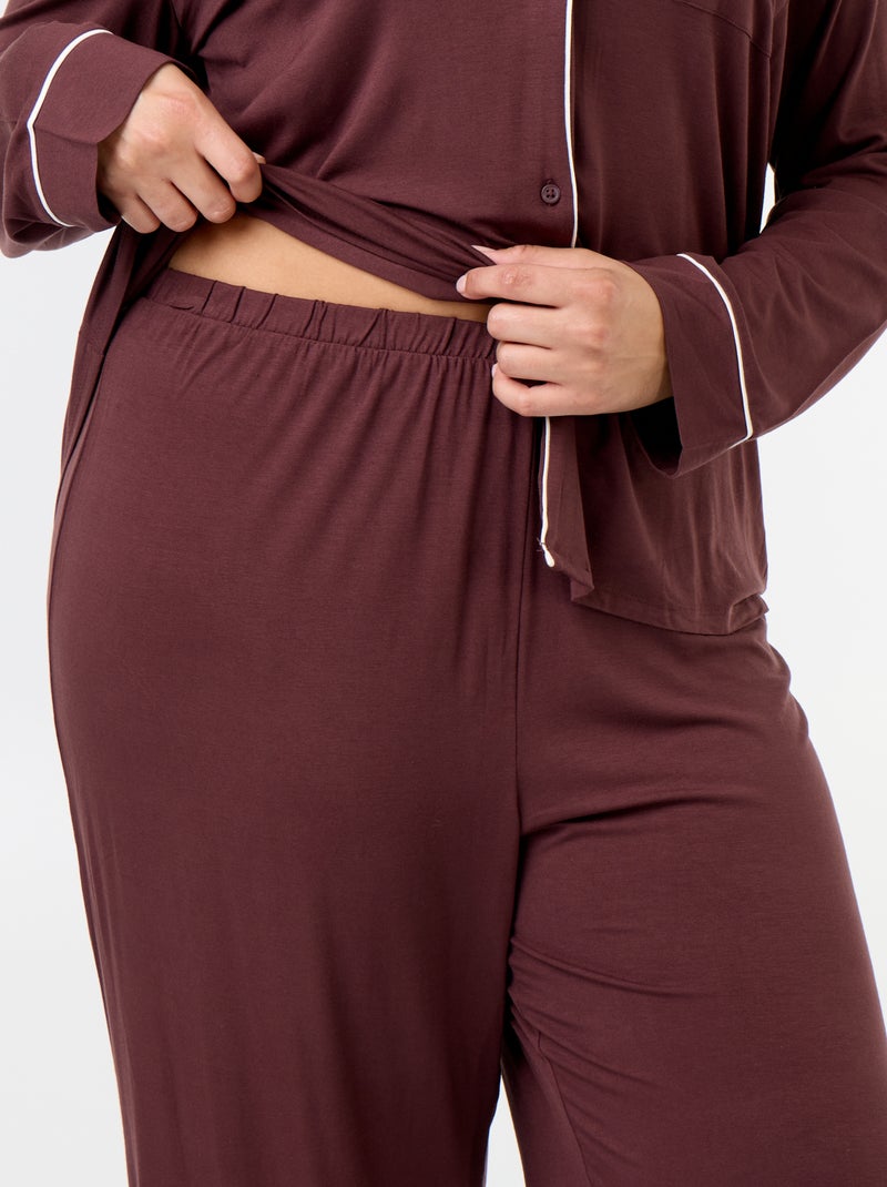 Conjunto de pijama largo de camisa + pantalón - 2 piezas Marron - Kiabi