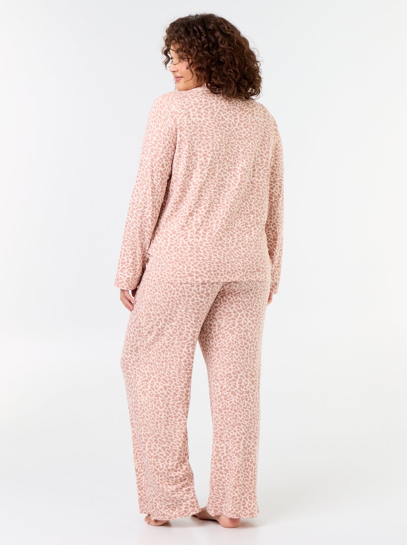 Conjunto de pijama largo de camisa + pantalón - 2 piezas Rosa - Kiabi