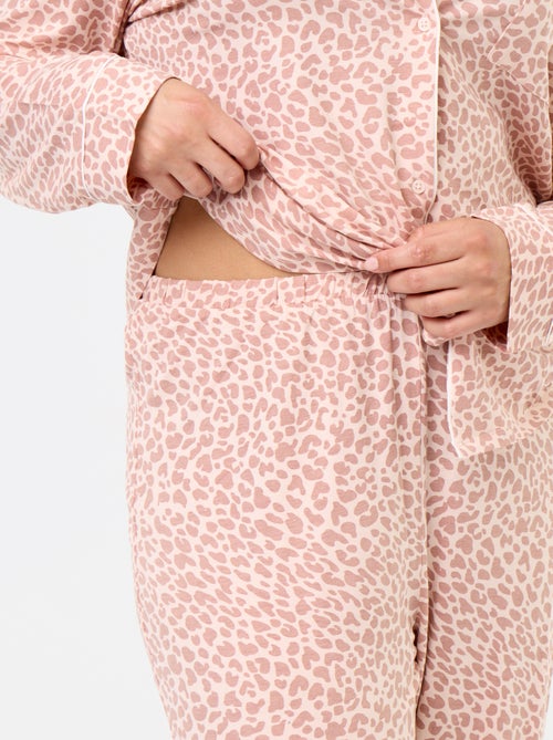 Conjunto de pijama largo de camisa + pantalón - 2 piezas - Kiabi Conjunto de pijama largo de camisa + pantalón - 2 piezas - Kiabi