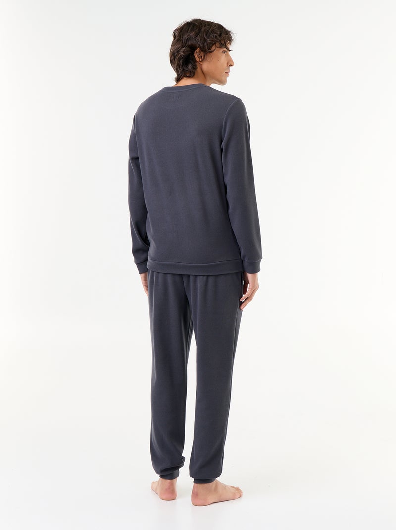 Conjunto de pijama largo de camiseta y pantalón gofrado - 2 piezas Azul - Kiabi