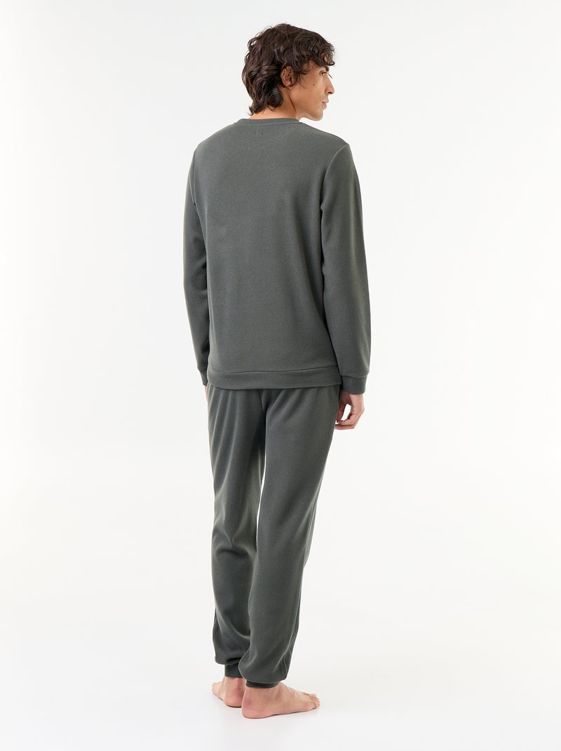 Conjunto de pijama largo de camiseta y pantalón gofrado - 2 piezas Verde - Kiabi