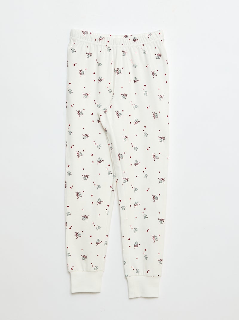 Conjunto de pijama largo de felpa + chaleco sin mangas efecto borreguito - 3 piezas Blanco - Kiabi