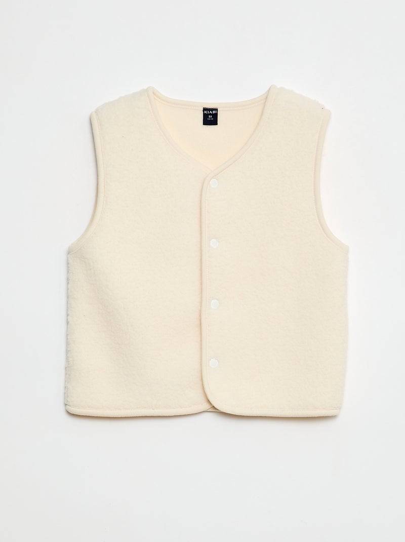 Conjunto de pijama largo de felpa + chaleco sin mangas efecto borreguito - 3 piezas Blanco - Kiabi