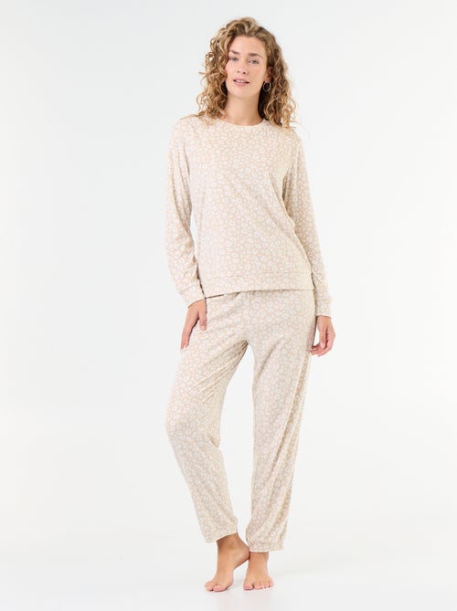 Conjunto de pijama largo de forro polar - 2 piezas - Kiabi Conjunto de pijama largo de forro polar - 2 piezas - Kiabi