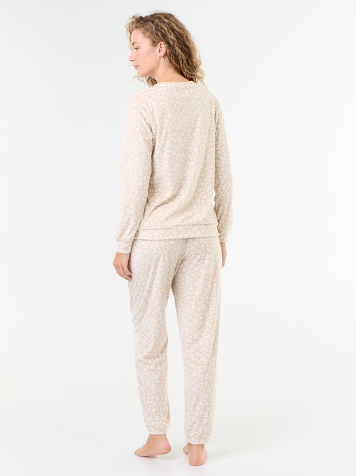 Conjunto de pijama largo de forro polar - 2 piezas - Kiabi Conjunto de pijama largo de forro polar - 2 piezas - Kiabi