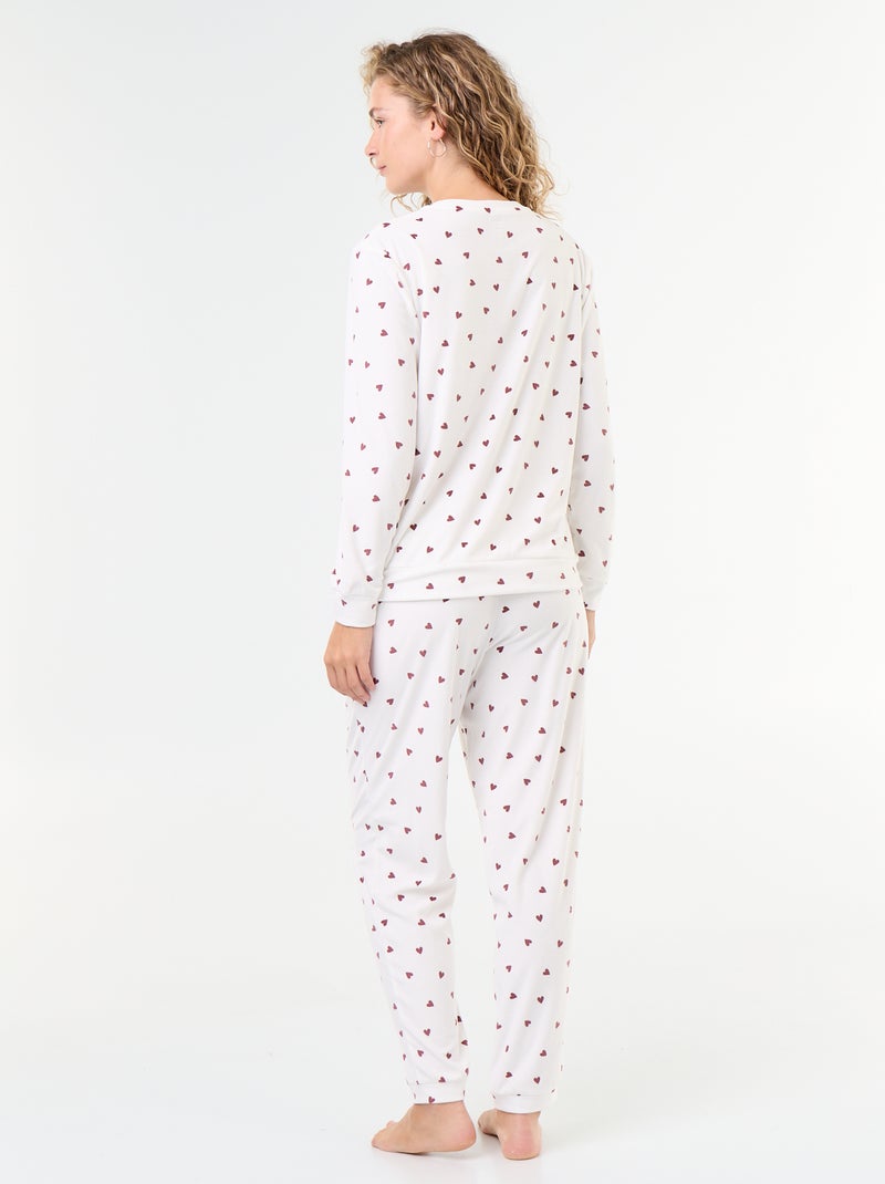 Conjunto de pijama largo de forro polar - 2 piezas Blanco - Kiabi