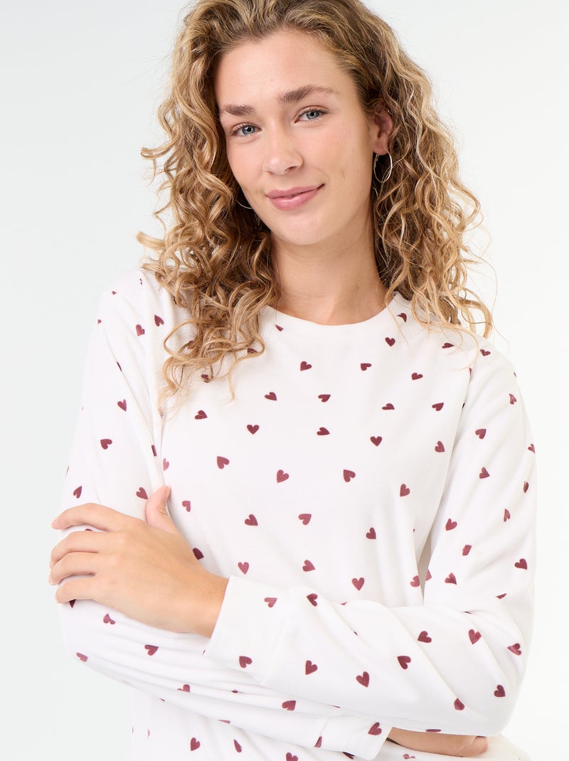 Conjunto de pijama largo de forro polar - 2 piezas Blanco - Kiabi