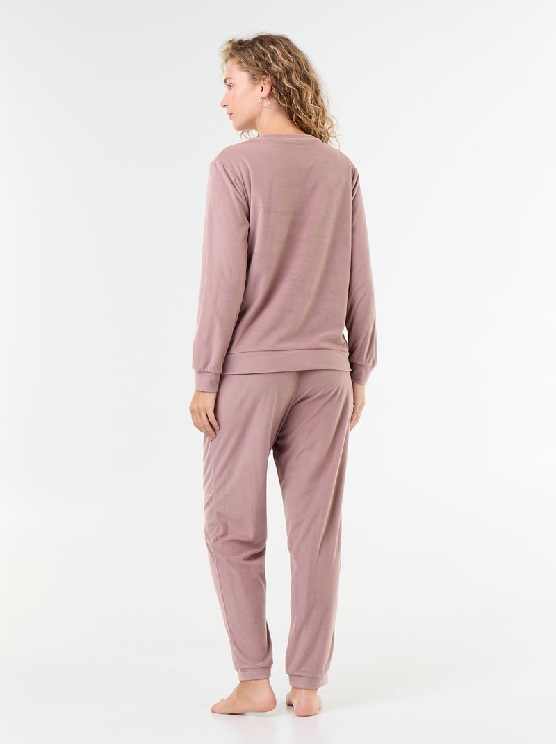 Conjunto de pijama largo de forro polar - 2 piezas Rosa - Kiabi