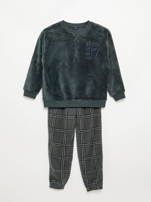 Conjunto de pijama largo de forro polar - 2 piezas - Kiabi Conjunto de pijama largo de forro polar - 2 piezas - Kiabi