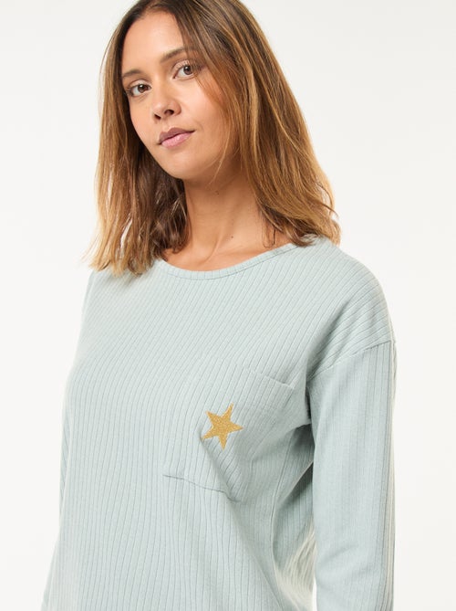 Conjunto de pijama largo de punto - 2 piezas - Kiabi