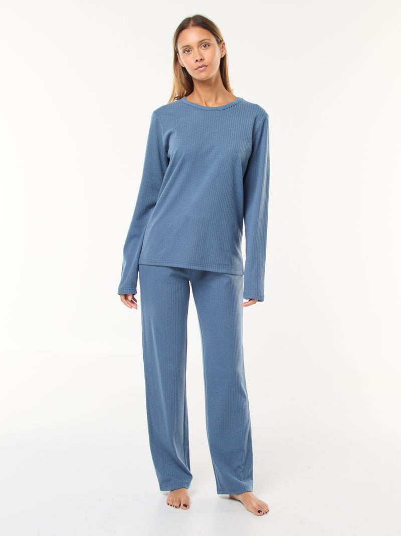 Conjunto de pijama largo de punto - 2 piezas Azul - Kiabi