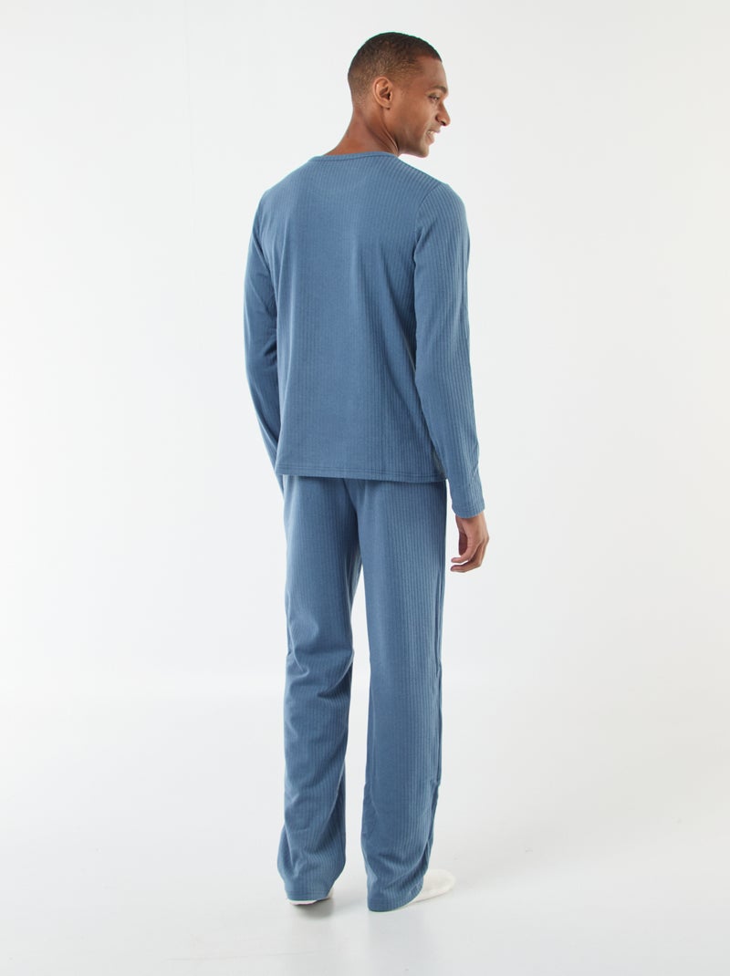 Conjunto de pijama largo de punto - 2 piezas Azul - Kiabi