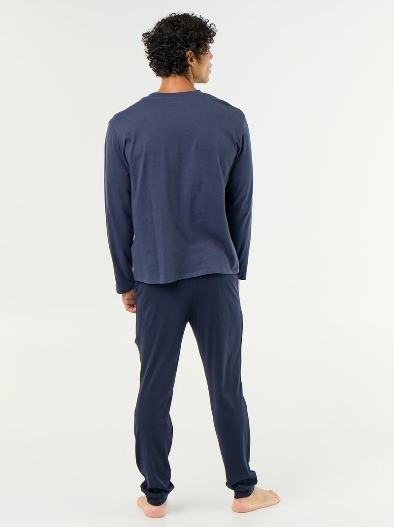 Conjunto de pijama largo de punto - 2 piezas Azul - Kiabi