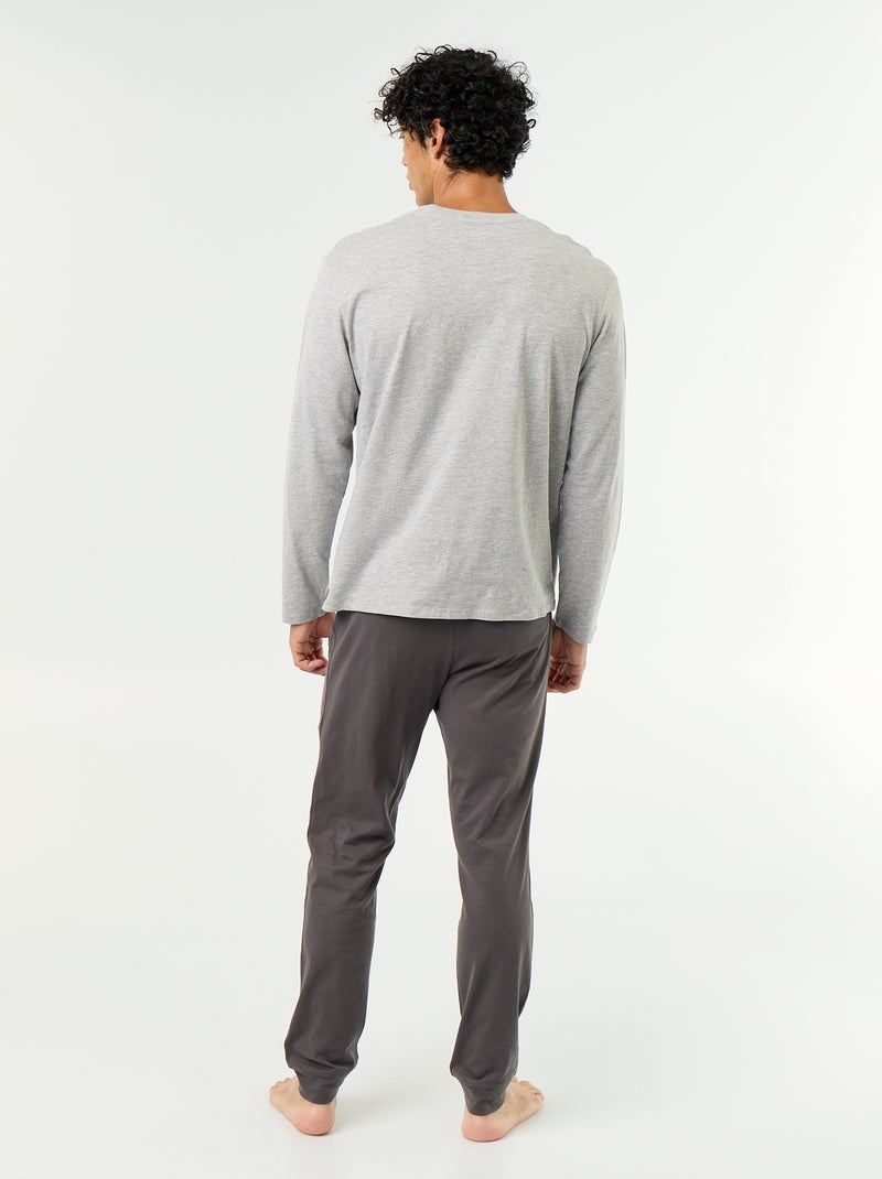 Conjunto de pijama largo de punto - 2 piezas Gris - Kiabi