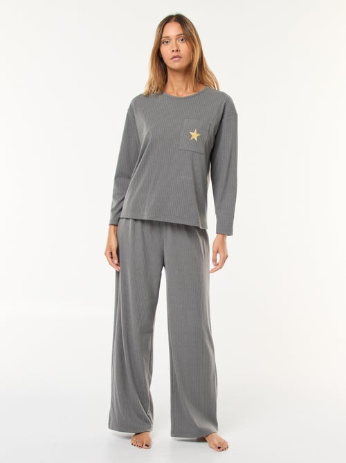 Conjunto de pijama largo de punto - 2 piezas - Kiabi