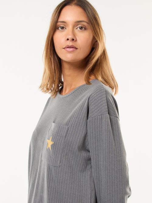 Conjunto de pijama largo de punto - 2 piezas - Kiabi