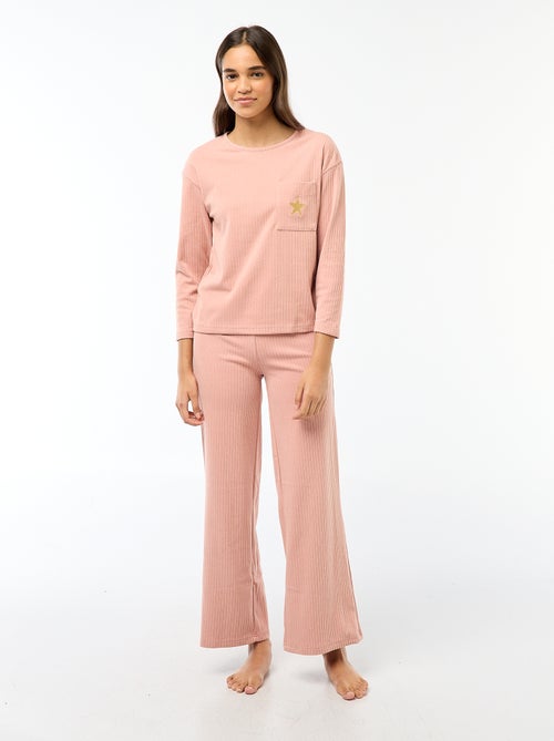 Conjunto de pijama largo de punto - 2 piezas - Kiabi