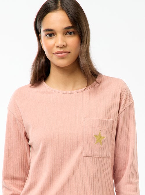 Conjunto de pijama largo de punto - 2 piezas - Kiabi