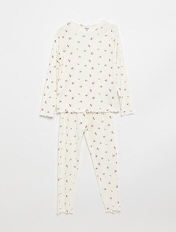 Conjunto de pijama largo de punto calado - 2 piezas