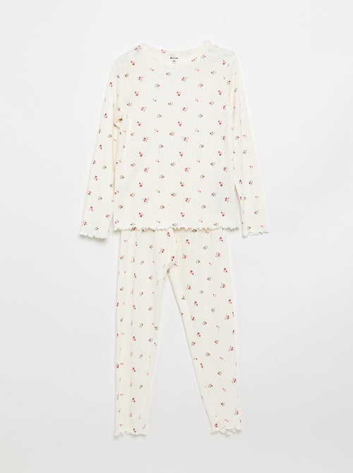 Conjunto de pijama largo de punto calado - 2 piezas - Kiabi Conjunto de pijama largo de punto calado - 2 piezas - Kiabi