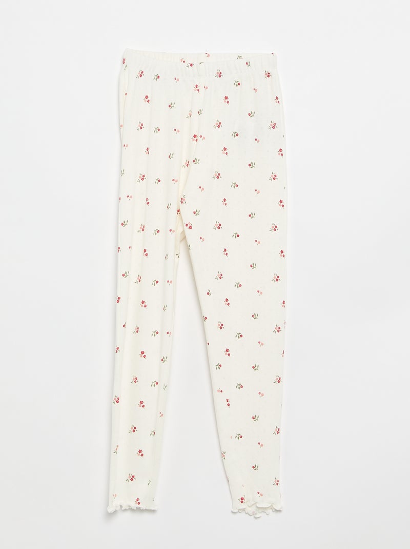 Conjunto de pijama largo de punto calado - 2 piezas Blanco - Kiabi