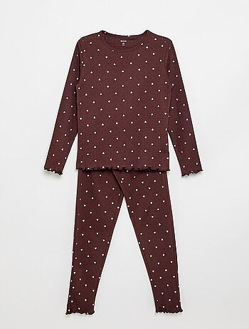 Conjunto de pijama largo de punto calado - 2 piezas