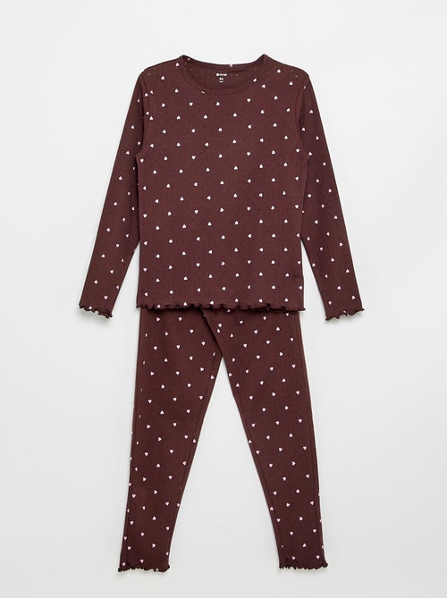 Conjunto de pijama largo de punto calado - 2 piezas - Kiabi Conjunto de pijama largo de punto calado - 2 piezas - Kiabi