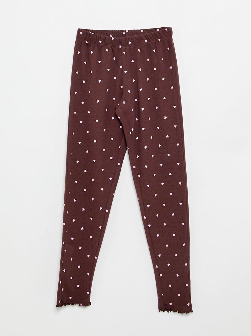 Conjunto de pijama largo de punto calado - 2 piezas Marron - Kiabi